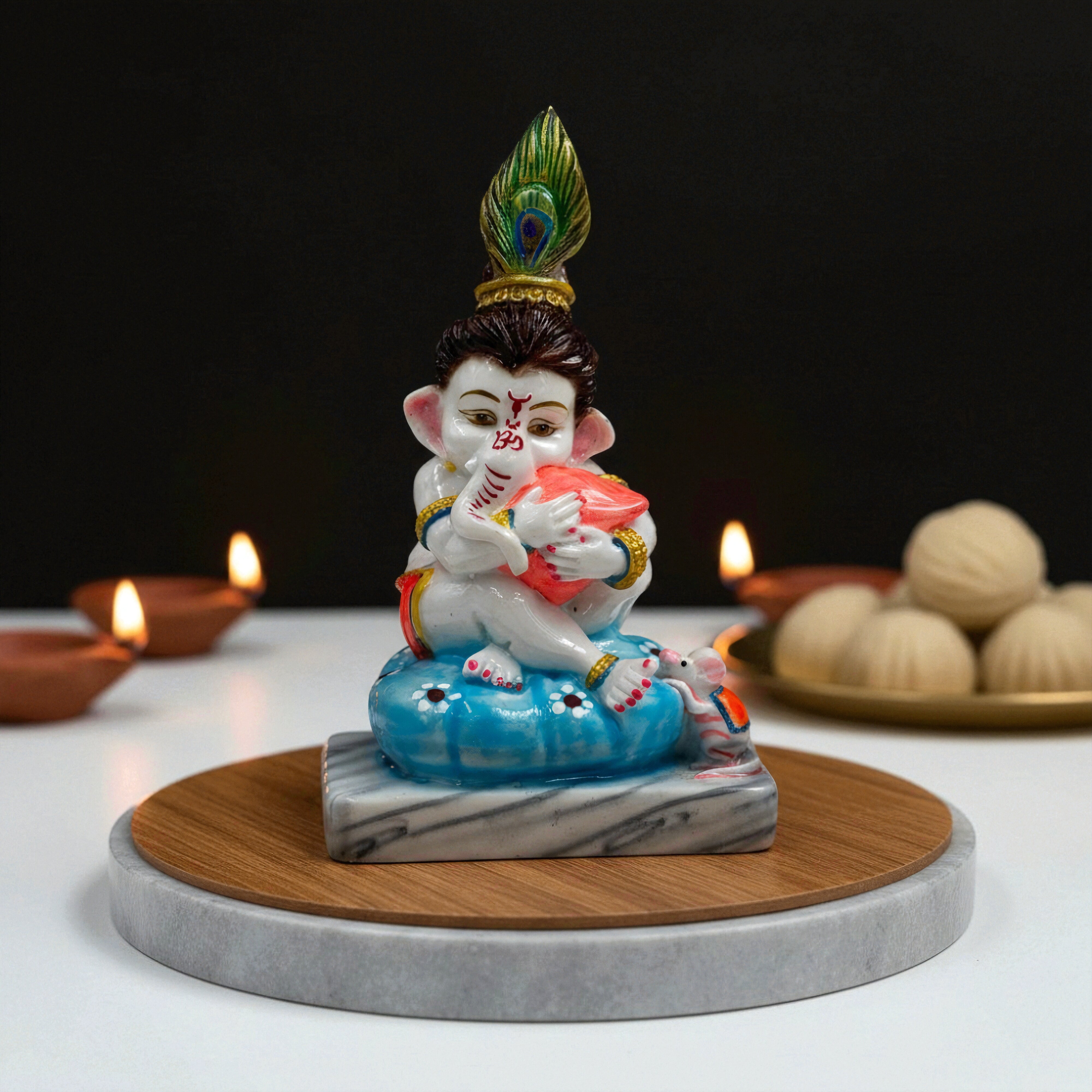 Bal Ganesha holding Modak Idol | Marble Dust