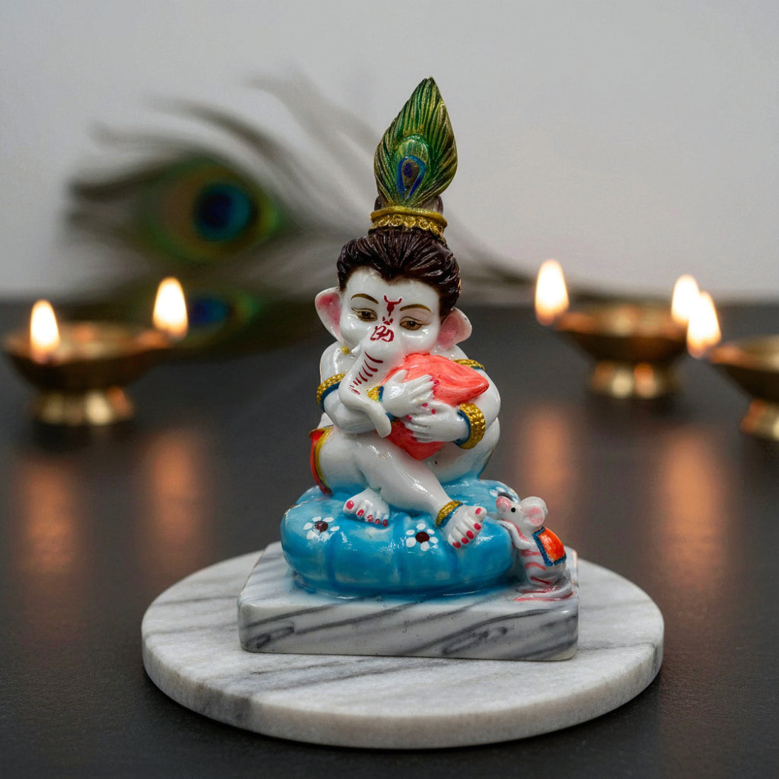 Bal Ganesha holding Modak Idol | Marble Dust