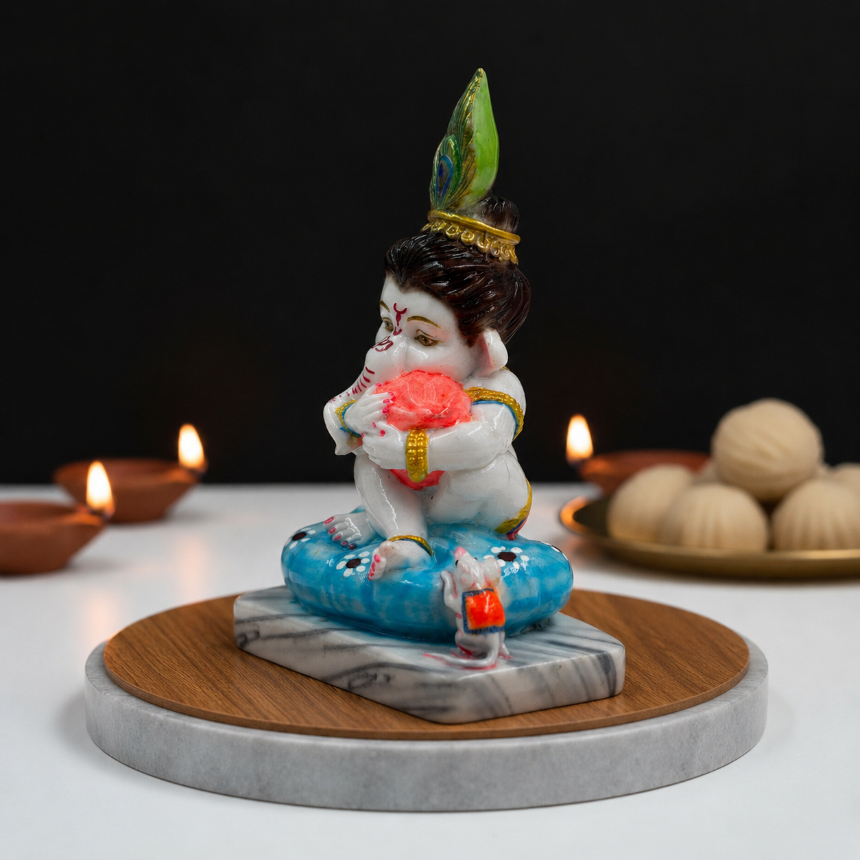 Bal Ganesha holding Modak Idol | Marble Dust