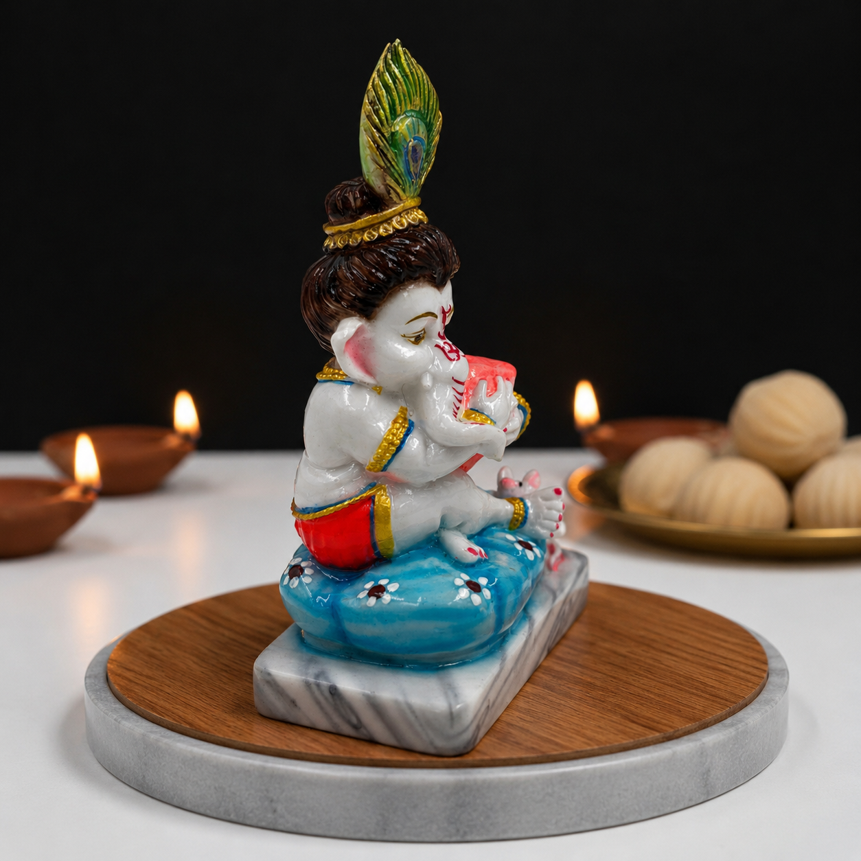 Bal Ganesha holding Modak Idol | Marble Dust